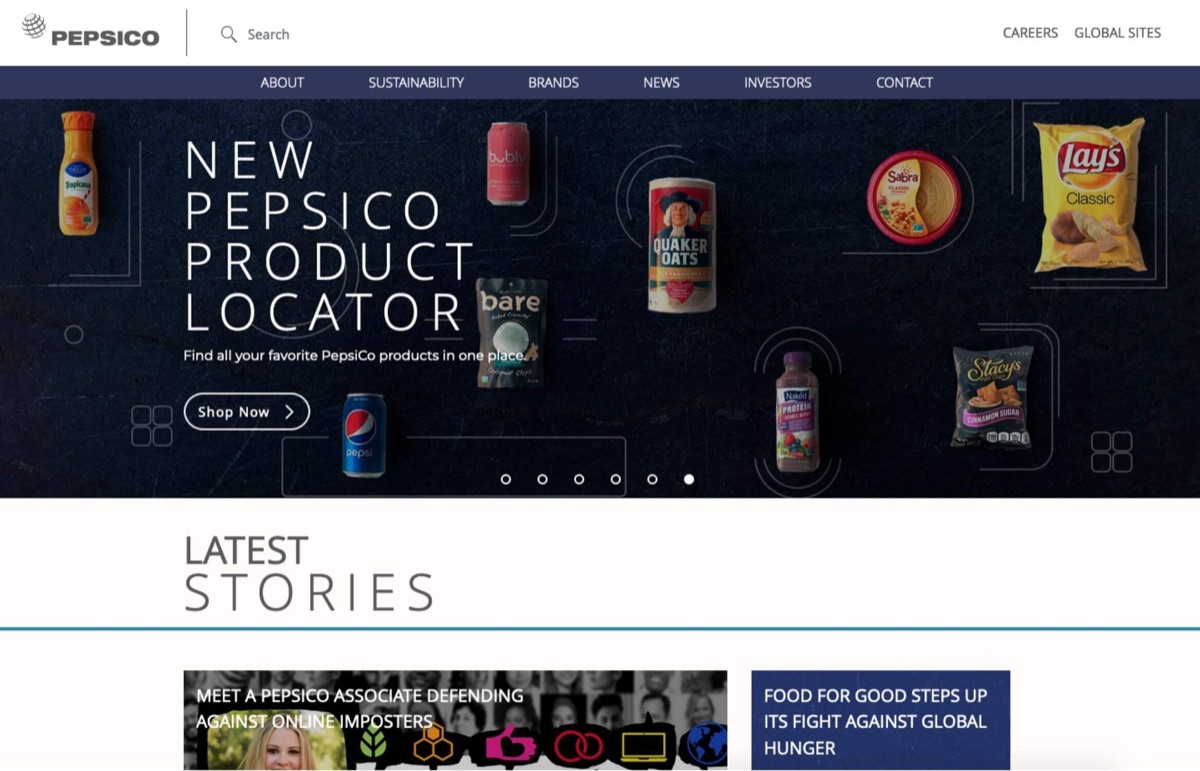 PepsiCo website homepage